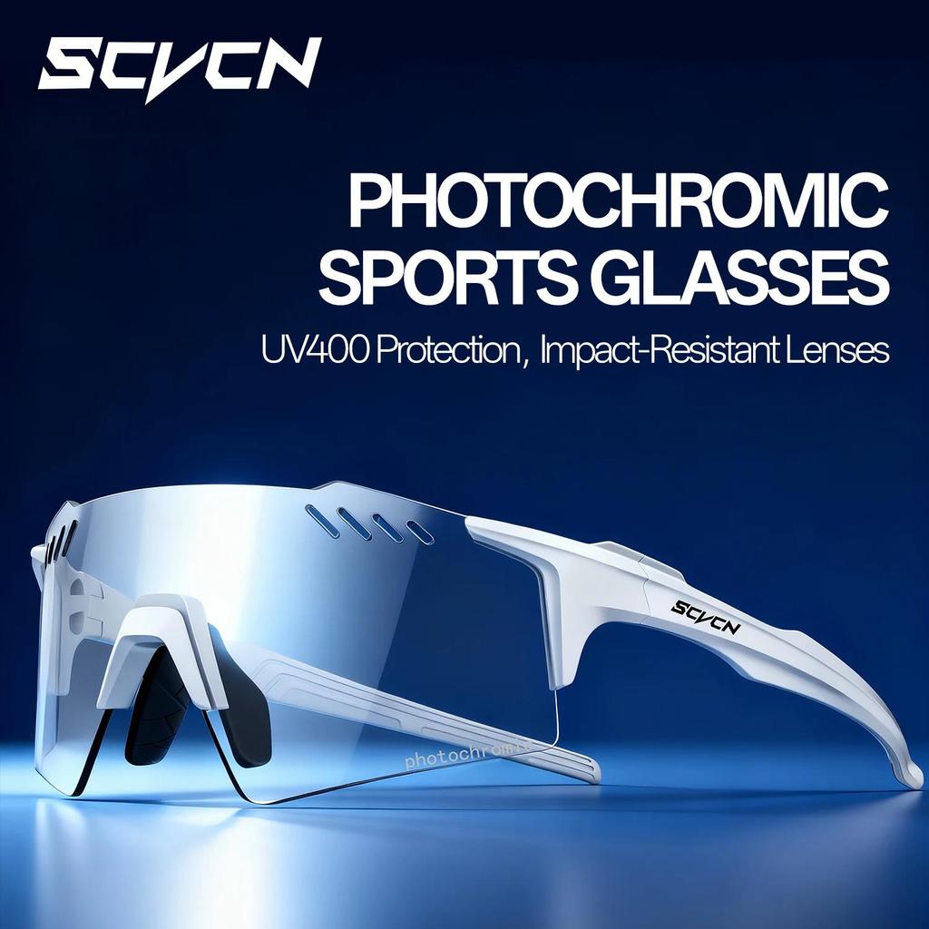 SCVCN UV400 Photochromic Protection Glasses Men Women Riding Windproof Goggles Outdoor Sports Eyewear MTB Road Bike Sunglasses 7