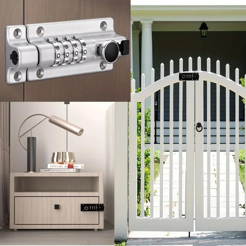 Password Lock Black Silver Bolt Metal Door Latch Anti-theft Safety Combination Digit Padlock Outdoor Home Wood Gate Hardware