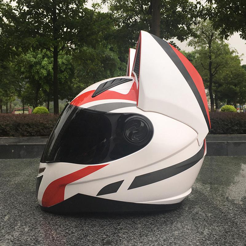 Motocross Men Helmet Women Lovely Motorcycle Helmet Original White Red Cat Helmet Casque DOT Approved Full Face Safety Helmet