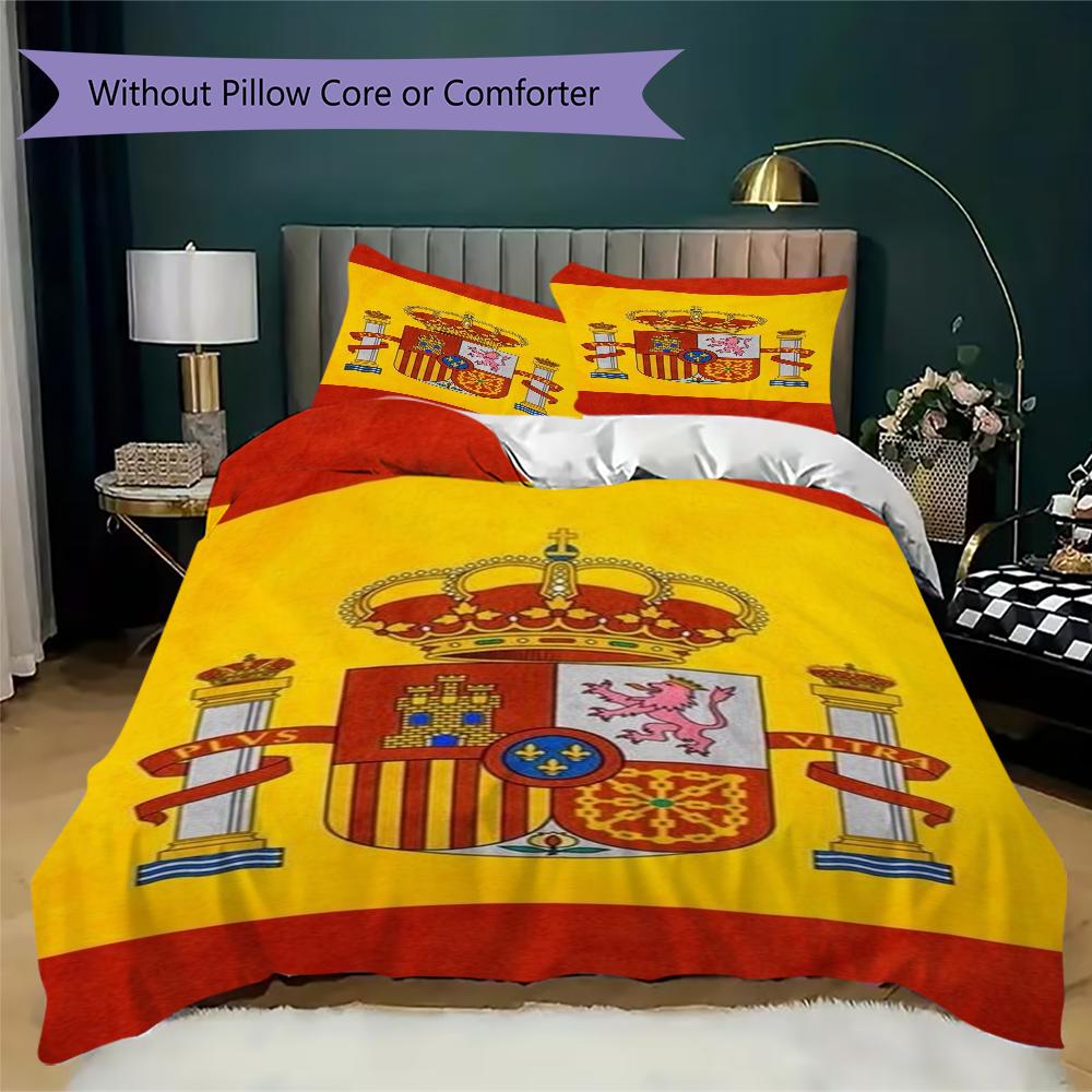 Biancheria da letto con motivo della nazionale di calcio spagnola, Set piumone Copripiumone Federa Regalo di Compleanno per la Casa(1 * copripiumino + 2 * federa, senza nucleo)_lx