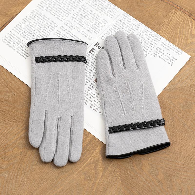 

New Cashmere and Wool Gloves for Women Are Cute for Cycling Warm with Added Fleece and Thickened Touch Screen for Cold Protection and Skiing /One Size