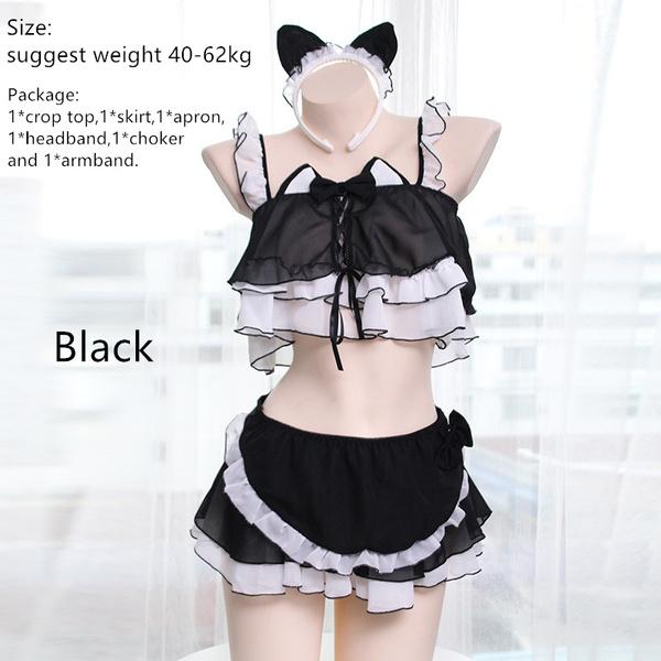 Frauen Lolita Nachtkleid Wickelrock Rüschen Dessous Japanisches Dienstmädchen Cosplay Kostüm Sexy