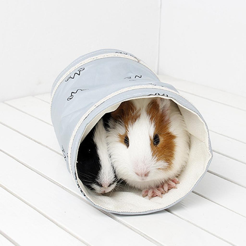 Hamster Tunnel Bed Warm Soft Hideout Small Pet Tunnel Tube Nest for Guinea Pig Lizard Spring Autumn Blue