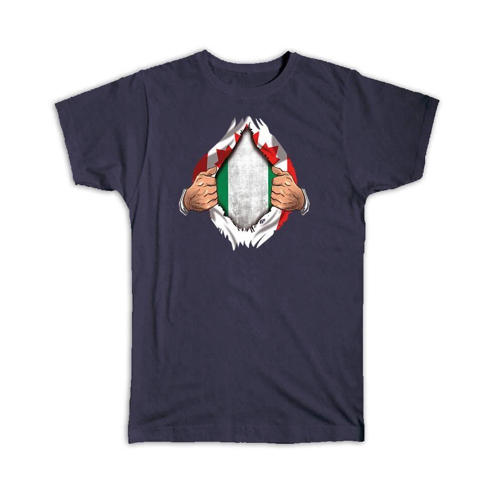 Gift T-Shirt : Nigeria Canadian Flag Chest Nigerian S