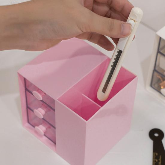 Praktischer Stifthalter mit großer Kapazität, multifunktionaler Aufbewahrungshalter aus Kunststoff mit Schublade für Studenten