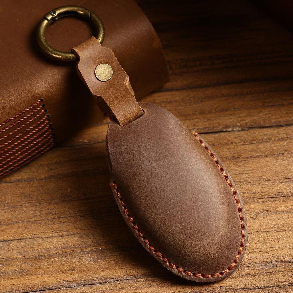 Top Grain Leather Car Key Cover for BYD Qin, Song, & Tang - Retro European/American Style