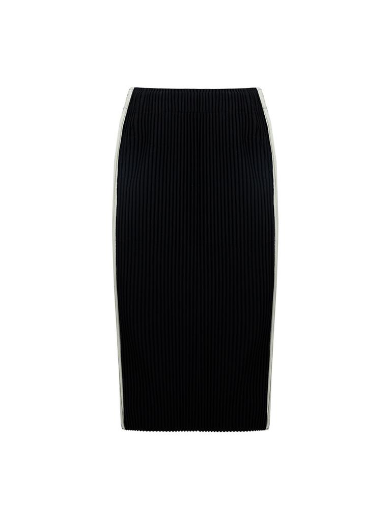 Waiowai Side Contrast Pleated Skirt_Black