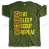 Neue Modemarken T-Shirts schwarze Oberteile für Männer EAT SLEEP SCOUT REPEAT lustiges Unisex T-Shirt Männer O-Ausschnitt T-Shirt Dropshipping