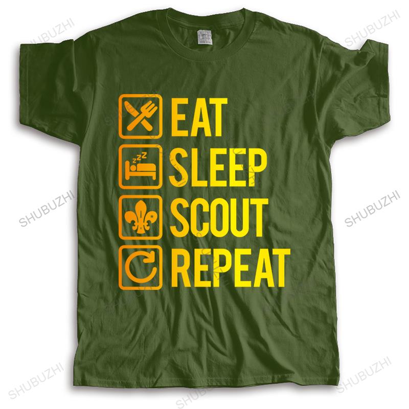Neue Modemarken T-Shirts schwarze Oberteile für Männer EAT SLEEP SCOUT REPEAT lustiges Unisex T-Shirt Männer O-Ausschnitt T-Shirt Dropshipping