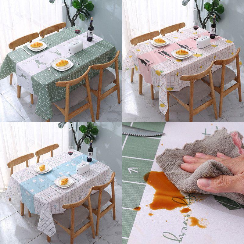 Tablecloth Waterproof Oilproof Cover Protector Simple Home Dining Decor Peva