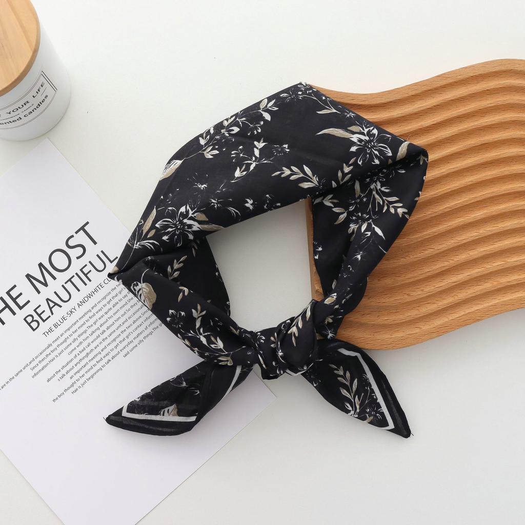 Pure Cotton Hand Towel Floral Bag Korean Style Retro Small Square Scarf Headscarf Women's Summer Good Match Scarf Outer Wear