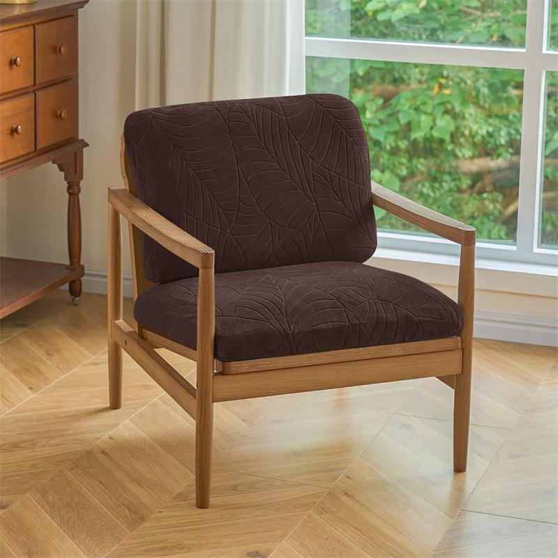 

1Set Leaves Jacquard Sofa Cushion Cover Stretch Armchair Seat Slipcover Removable Backrest Cover For Office Bedroom Home Decor