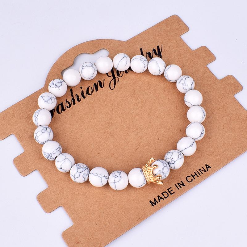 2pcs Charm Paired Bracelets Men Sets Crown Women's Bracelets Natural Stone Beads Wristband Couple Bracelet Gifts Friends Jewelry