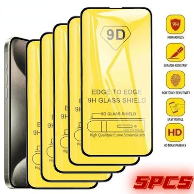 100pcs Full Cover 9H 9D HD Tempered Glass Screen Protector Film Guard For iPhone 15 14 13 12 11 Pro Max 7 8 X Xr Xs Max