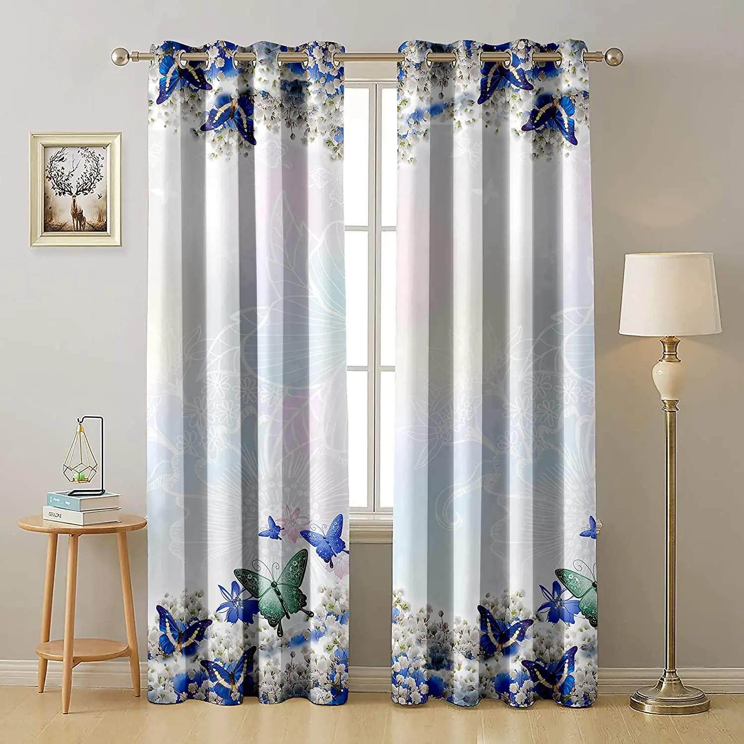 

Purple Lily Printed Space Drapes Large Window Panel Curtain Rod Kitchen Bedroom Outdoor Fabric Decor Kids Curtain Panels With Flower W50 X H130(CM)X2&Hook