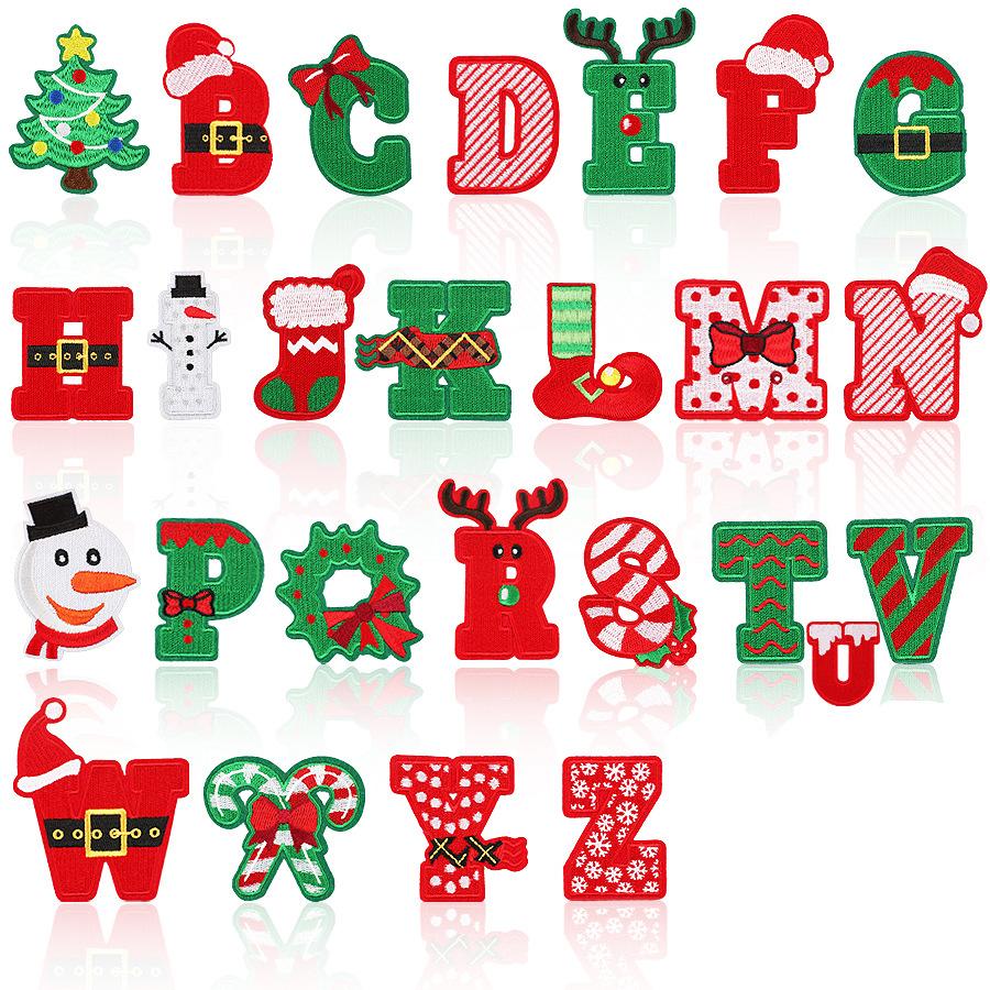 New Christmas Letter Embroidery Cloth Sticker Christmas Tree Towel Embroidery Patch Sticker Snowman Snowflake Computer Embroidery Chapter Boy