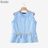 Damen Lässige Rundhals Sommer Ärmellose Print Tanktops