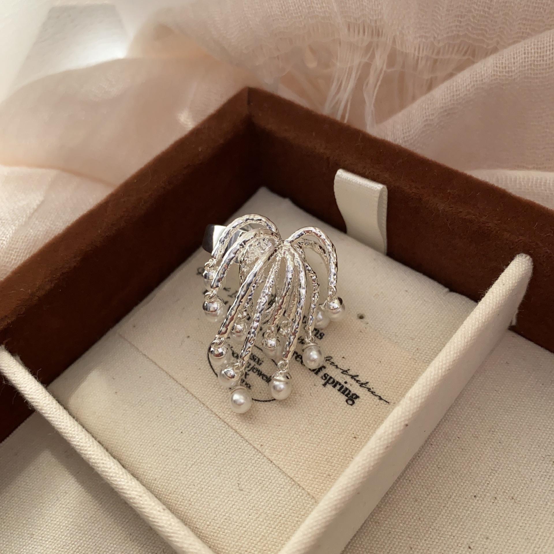 Серебряные Серьги-Подвески Фейерверк Жемчужные Серьги Серьги с Бахромой Французские Легкая Роскошь Нишевые Серьги с Характером Премиальные Серьги Серьги