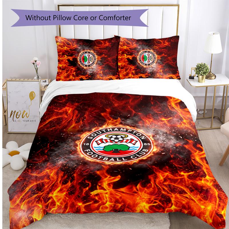 Southampton Football Printed 3 Pieces Bedding Set, Comfortable Skin Friendly Bedroom Duvet Cover Set
