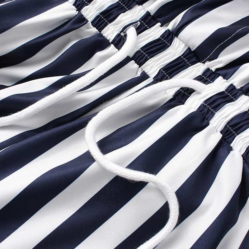 Men's Striped Romper Shorts Fashion Casual Playsuit Short Sleeve Button-down Shorts Lapel Jumpsuit Drawstring Streetwear XS-3XL