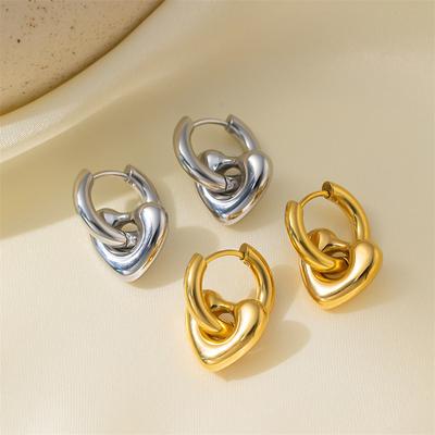 Hollow Heart Earrings For Women Stainless Steel Gold  Color Heart Earring Luxury Wedding Couple Jewelry Gifts Wholesale