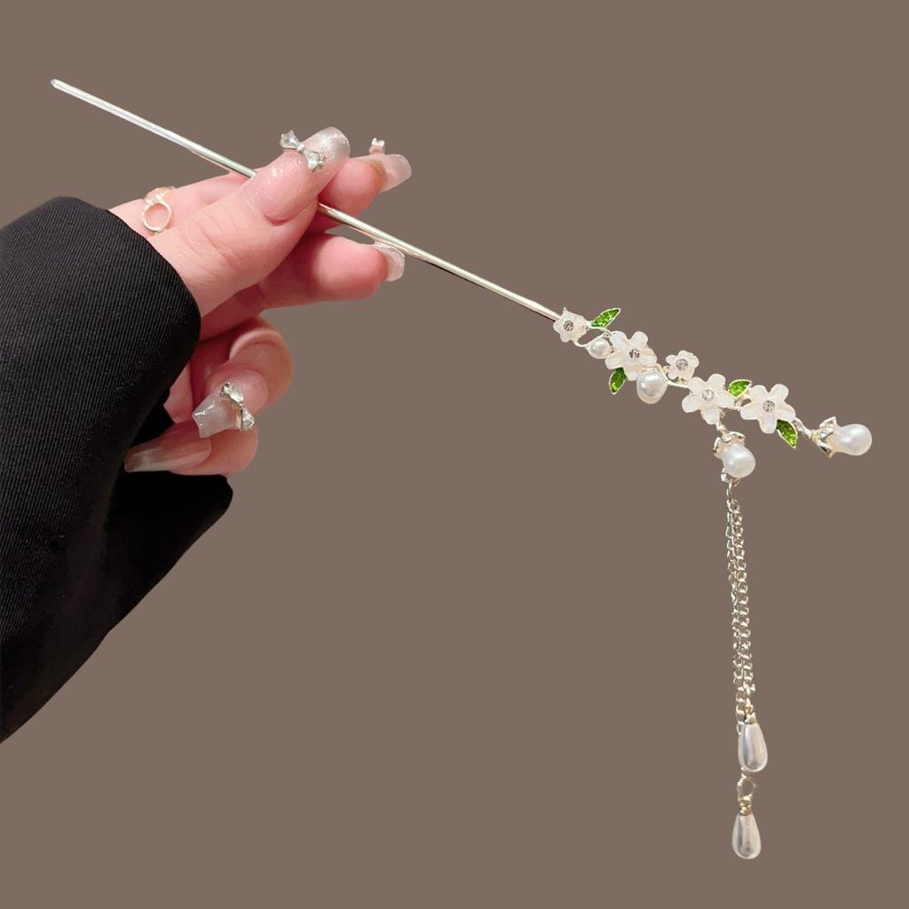 Vintage Crystal Pearl Flower Hair Sticks for Women Chinese Style Cross Tassel Hairpin Disk Hair Chopsticks Hair Accessories Gifts