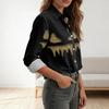 Women's Halloween Printed Long Sleeve Casual Button Down Shirt
