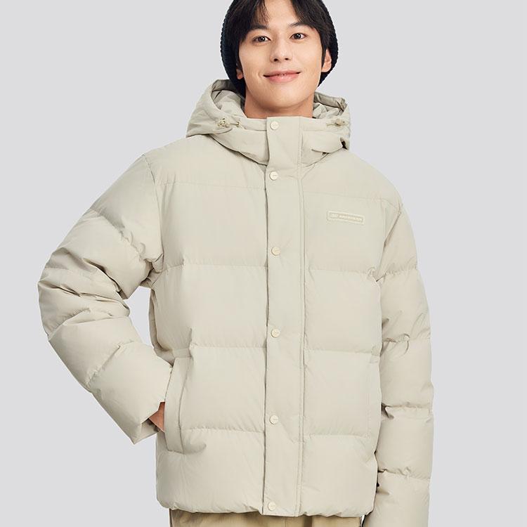 Skechers Windproof Waterproof Oil-Resistant Teflon Three-Proof Warm Duck Down Hooded Jacket Unisex Outerwear Light-Brown L324U154-0046
