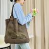 Large Beach Tote Bag Shoulder Knit Bag Tote Beach Crocheted Large Capacity Elastic Solid Color Great Load Bearing Handbag