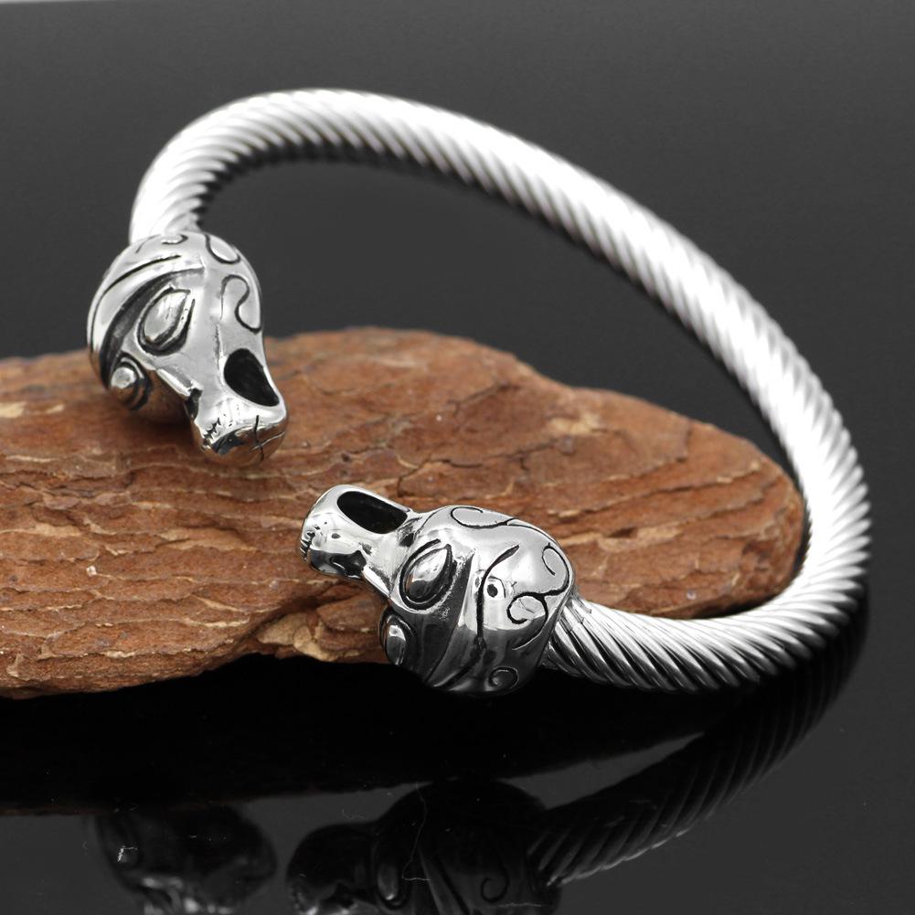 European Adjustable Stainless Steel Viking Retro Titanium Bracelet Wristband