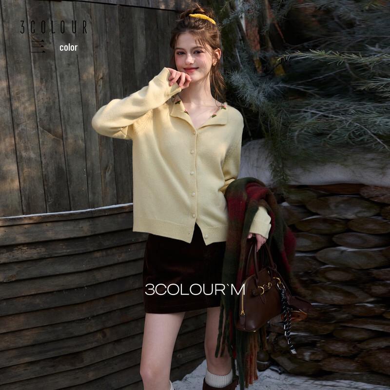 Sancai Women s Floral Lapel Knit Cardigan Sweater M