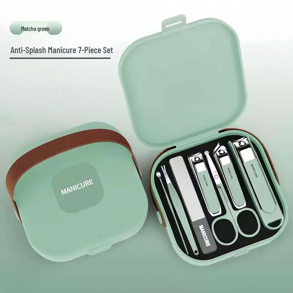 High-End Anti-Splash Nail Clipper Set with Portable Case - Manicure Tools