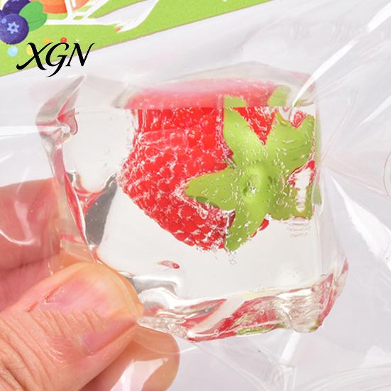 Stress Relief Squeeze Toy Crystal Ice Jelly TPR Soft Fruit Reliever Durable Mud Texture Fidget Sensory for Party Game Relaxation Tool Ball