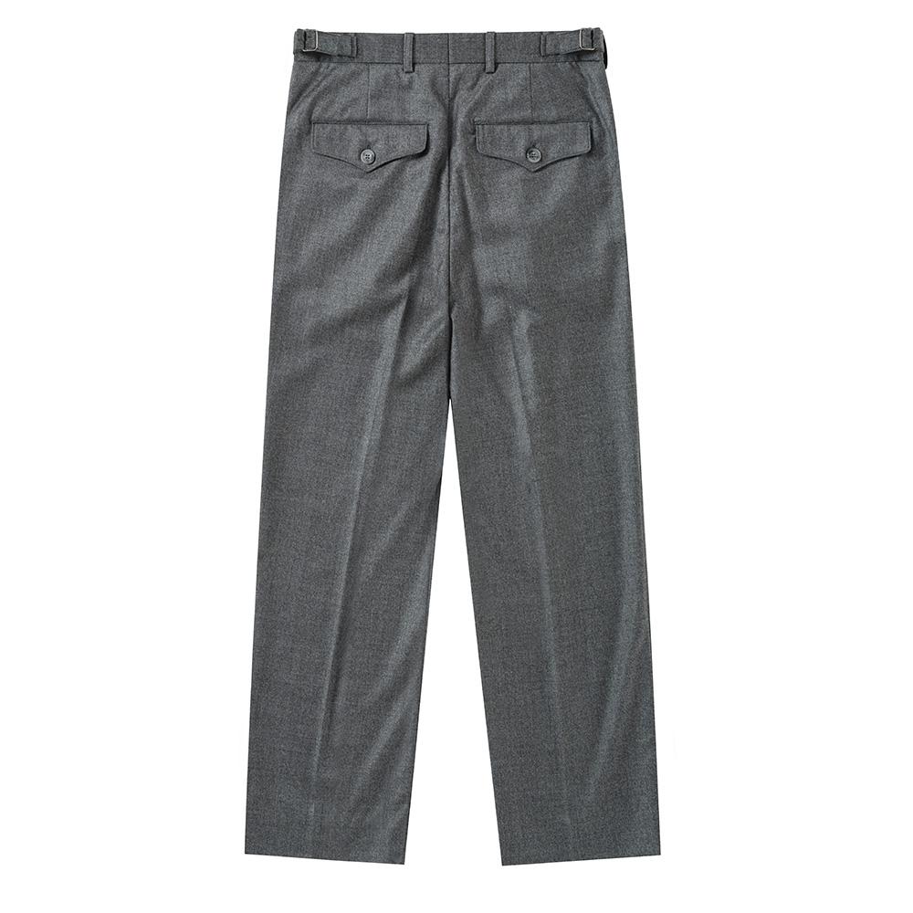 EDWARDMAX 98% Wool Stretch One-Pleated Basic Trousers Raf (Grey)