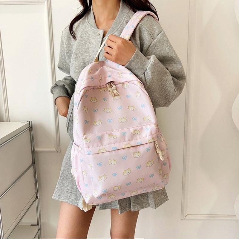Charming Floral Bowknot Backpack for Students: Junior High, High School, and College