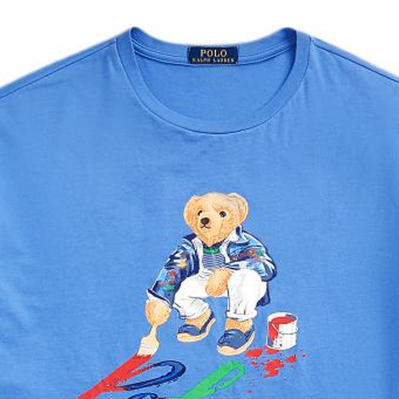 Polo Ralph Lauren SS24 Bear Letter Print Loose Fit Long Sleeve T-Shirt Men Tops Blue MNPOTSH16820340-400