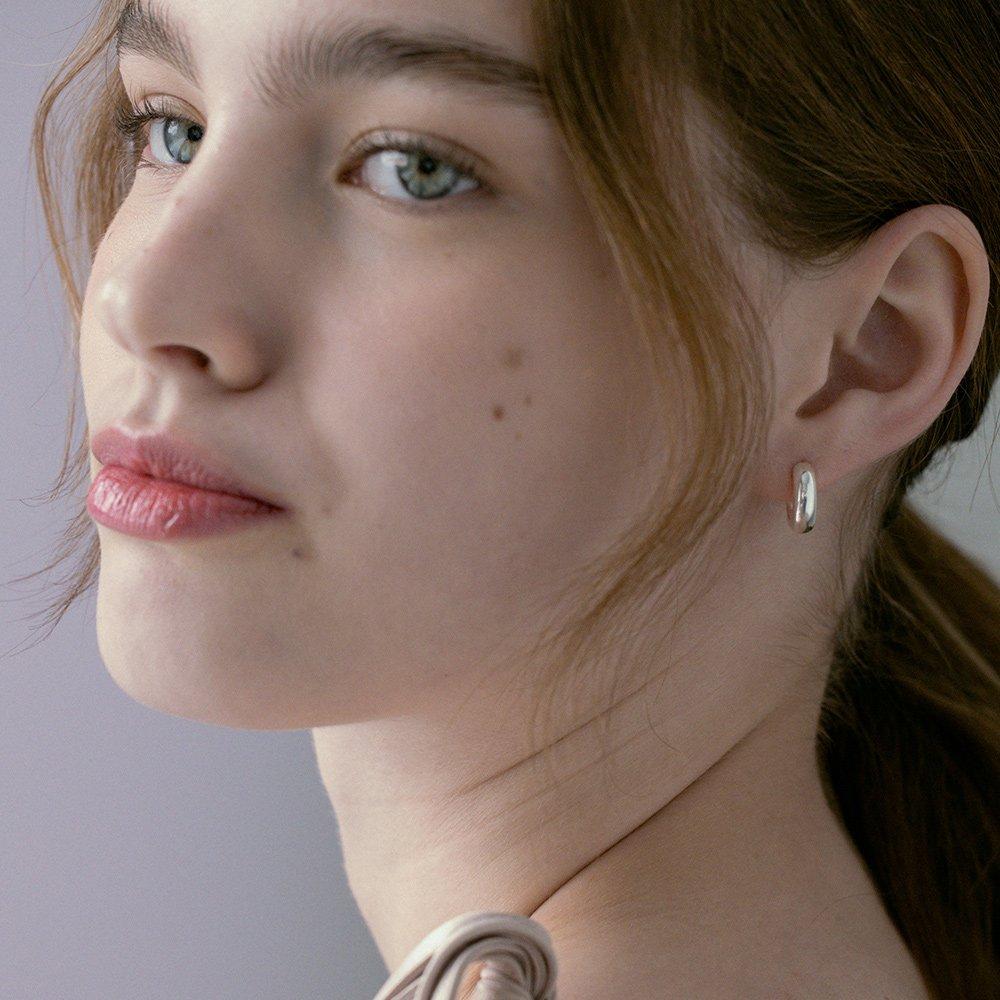 (Silver 925) Minimal Bold Hoop Earrings Ec1993 (S/M)