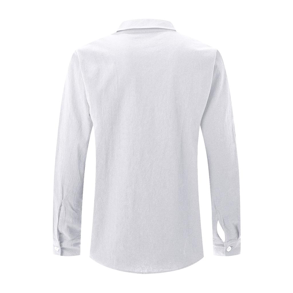 Men's Autumn Solid Color Long Sleeve Shirt Men's Casual Loose Button Long Sleeve Shirt