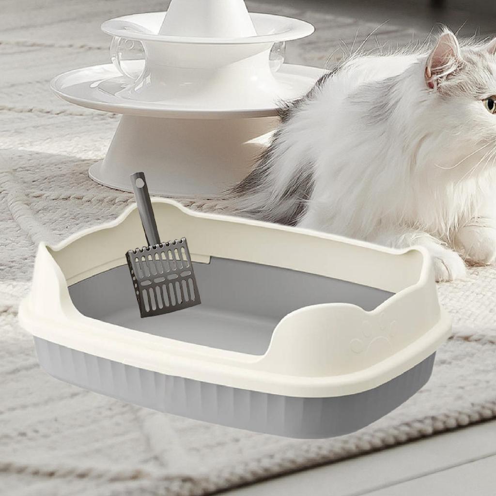 Caixa De Areia Dobrável Para Gatos - Portátil Com Pá E Entrada Baixa