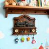 Wooden Highland Cattle Key Holder with 4 Hooks Vintage Train Wall Mount Key Organizer Multi-purpose Home Office Entryway Decorative Key Hanger Rack