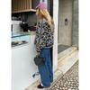Vintage Print Round Neck Cropped Cotton Coats Women Elegant Full Lantern Sleeves Short Jackets Fall Winter Lady Chic Streetwear