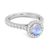 Moonstone Round Halo Accents Ring- 925 Sterling Silver