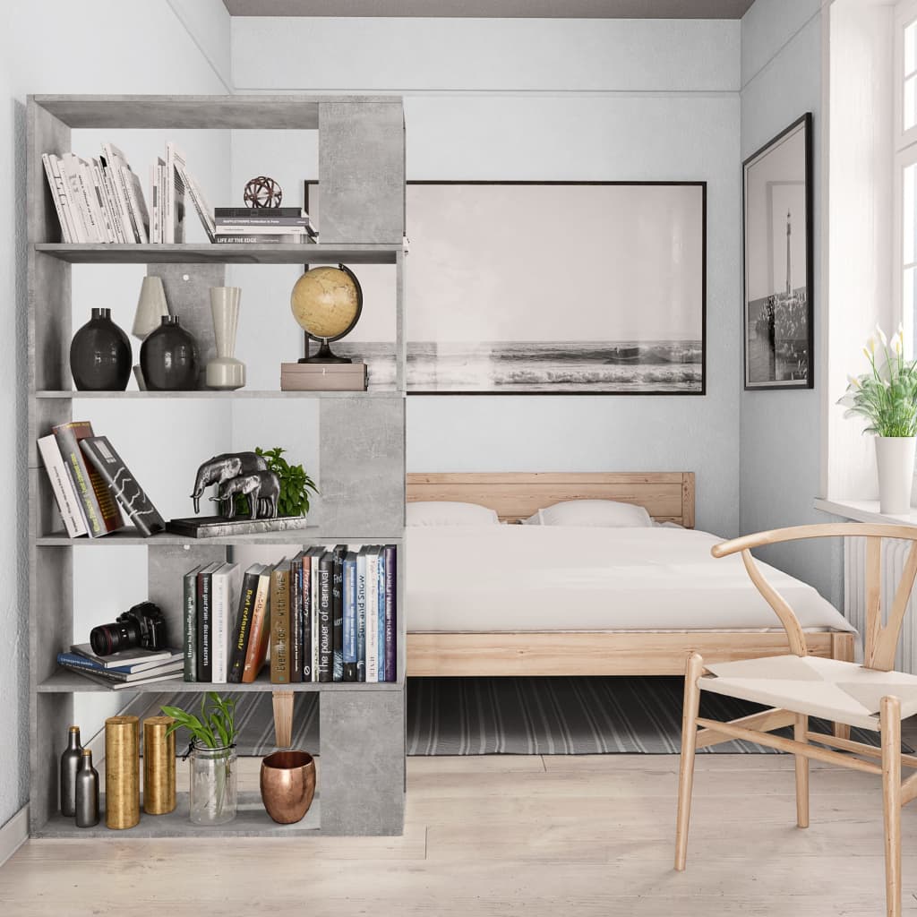 Bookshelf Room Divider Concrete Grey 80 x 24 x 159 cm Engineered Wood