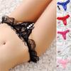 Women Sexy Panties Bowknot Beads Lace Low Waist Pearls Underpants Thongs Briefs