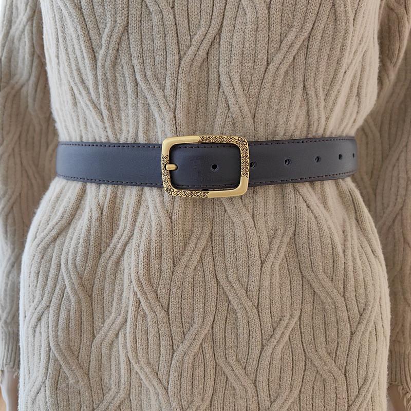 Leather Genuine Womens Cowhide Belt Alloy Buckle Fashionable Casual Decoration