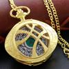 10pcs/lot Wholesale Vintage Bronze Eye Round Case Shape Quartz Pocket Watch Jewelry Pendant Necklace Chain Gifts for Men Women