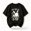 Cant Hear You Im Listening To Kpop Tee Cute Bunny Music Print Tshirt Black White