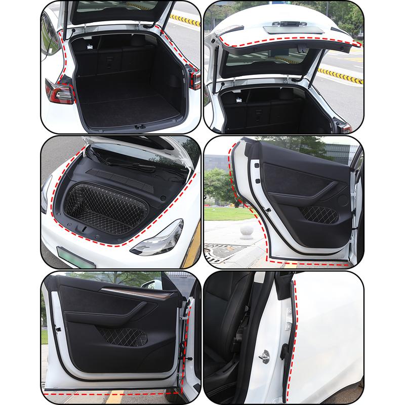 Car Door Seal Strip Kit Rubber Noise Insulation Weatherstrip For Tesla Model 3 Y Trunk Hood Dashboard A B Pillar Trim Sealings