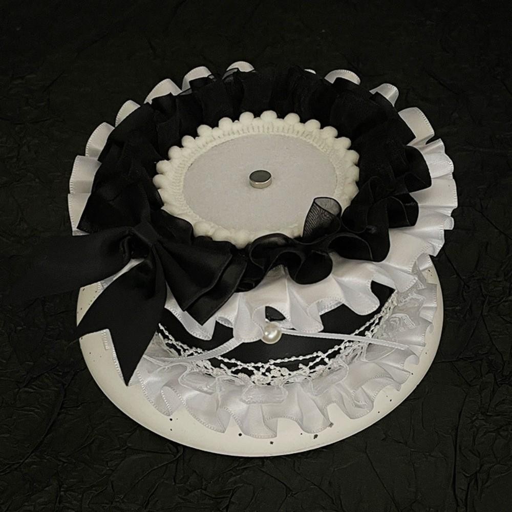 

Pearl Magnetic Anime Cake Badge Holder Lace Ornate Ribbon Badge Flower Badge Display Style 3 Black
