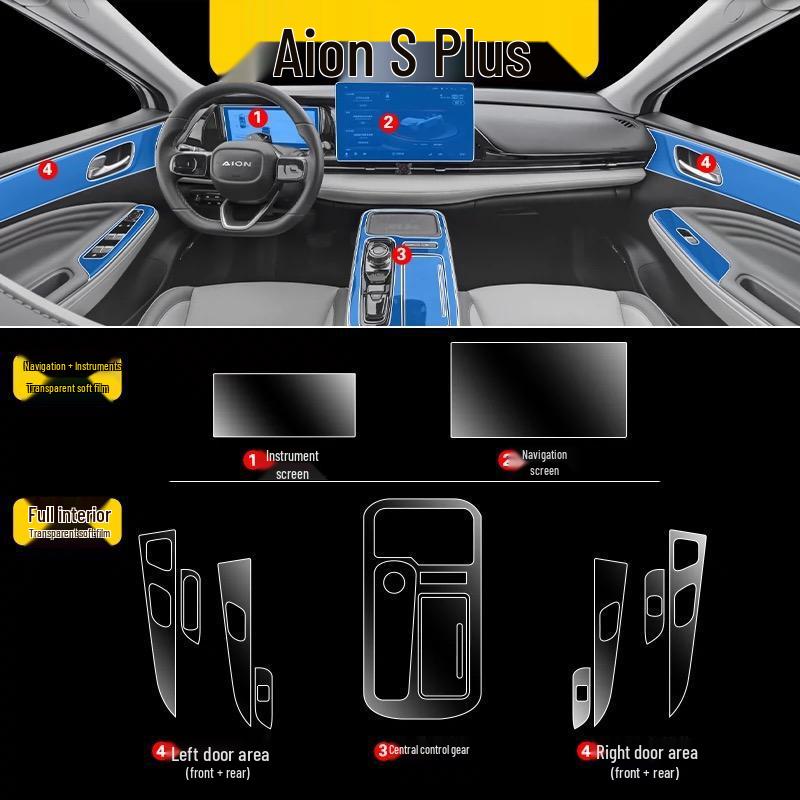 Transparent TPU Interior Film for 2021-2025 GAC Aion V Plus Console and Door Panels